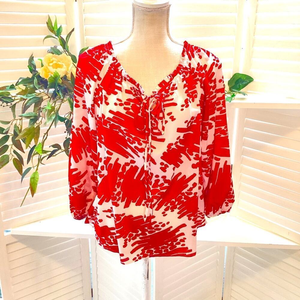 ALICE & OLIVIA RED SILK BLOUSE SIZE SMALL 1227